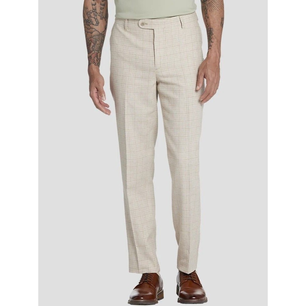 JOE Joseph Abboud 46 X 30 Linen Blend Plaid Slim Fit Suit Pants NWT MSRP $100